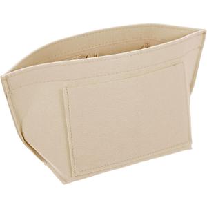 uxcell Purse Organizer Insert, Portable Felt Organizer Bags with Metal Zipper Multiple Compartments Purse Liner for Domed Satchel, Tote Bag, Handbag Shaper (8.3" x 5.1" x 6.3", Beige)
