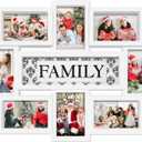 Jerry & Maggie Family Photo Frame 22x17, PVC Picture Frames Collage Wall Decor 9 Opening Wall Hanging For 6x4 Photos 8 Pack, No-Assembly 3D Design Waterproof Memorial Keepsake, White, Family/ Textured