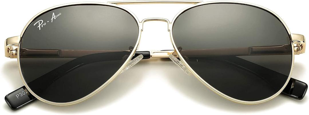 Pro Acme Polarized Aviator Sunglasses for Men and Women 100% UV Protection, 58mm(Gold Frame/Black Lens