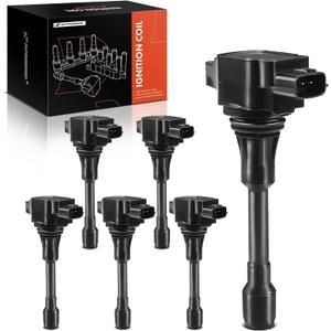 A-Premium Ignition Coil Packs Compatible with Nissan & Infiniti Vehicles - V6 2.5L 3.5L - Altima 2007-2018, Pathfinder 2013-2020, Murano 2009-2021, Maxima Quest 350Z EX35 FX35 G35 Q50 QX60, Set of 6