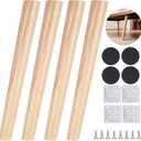 4 Pcs Wood Furniture Legs, 16 Inch Tapered Coffee Table Legs with Screws and Stainless Steel Plates, Inclined Replacement Furniture Feet for Sofa, Cabinet, Dresser, 15.7 inches
