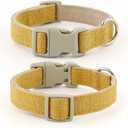 Plutus Pet Cotton Hemp Dog Collar and Leash Set, Adjustable Collar for Small, Medium, and Large Dogs, Heavy Duty and Soft on Skin, Yellow, Large