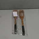 2 Pcs Wooden Spatula Set for Cooking Non Toxic Teak Kitchen Utensils Slotted Pancake Turner Flat Wood Wok Spatulas Bamboo Spoon for Cooking Utensil Set Spurtle Scraper Black Fish Egg Flipper Spatula
