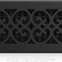 Decor Grates Metal Scroll Decorative Air Vent Cover 4x10 Floor Register  Adjustable Control Lever  AC Floor Vent Covers for Home Floor Vents  Fits 4 x 10 Inch Opening  Textured Black (ST410)