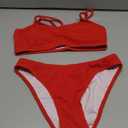 Fanuerg Women's Ribbed Bikini Sets Scoop Neck Cheeky Swimsuit Textured Two Piece Bathing Suit S Size