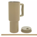 Simple Modern 40 oz Trek Tumbler with Handle and Straw Lid | Cup Holder Friendly Insulated Stainless Steel Travel Mug | Almond Birch
