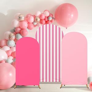 Arch Backdrop Cover Set of 3 Wedding Arch Covers Spandex Backdrop Stand 4ft, 5ft, 6ft for Wedding Birthday Banquet Ceremony Decoration(Pink)