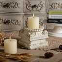 SOFE Column Pedestal Stand for Decoration Display, Distressed White Small Plant Stand, Large Candle Stand, Column Side Table, Classic Plinth Bases for Wedding Party Home Garden