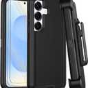 for Samsung Galaxy S25 Case with Belt Clip Holster,[2 Screen Protector& Kickstand] Heavy Duty Rugged 3-Layer Military Grade Drop Protection Phone Case,Shockproof Full Body Protective Cover (Black)