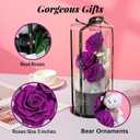 Flowers Forever Roses in A Box, 3 Real Roses with Stems and Bear, Eternal Rose Gifts for Her,Birthday Gifts for Women, Mom,Girlfriend,Grandma,Daughter,Purple