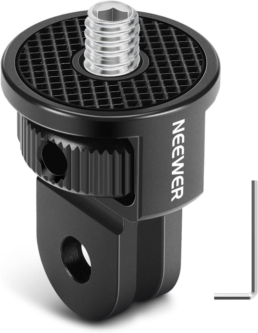 NEEWER Action Camera Mount Adapter with 1/4" Screw Aluminum Alloy Compatible with GoPro Hero 13 12 Insta360 X4 X3 DJI Osmo Pocket 3 Creator Combo Phone Cage, GP-7
