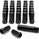 M14x1.5 Lug Nut for Chevy Silverado 1500 2500 GMC Sierra Ford F250 F350 Ram Aftermarket Wheel, 32pcs Black 2 inches Length Cone Seat Closed End Long Extended XL Spline Wheel LugNuts with 1 Socket Key