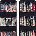 Garden Flag Storage Organizer Double Sided Hanging over Door Storage with 30 Pockets American Flag and Banners Gift Wrap Organizer for Closet Door Porch, Black