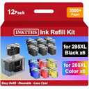 295XL 286XL Ink Refill Kit for Canon 295XL 286XL Ink Cartridges Compatible with Canon 295 286 PG-295XL CL-286XL Work with Pixma TS6520 TS4320 TR7120 (12 Pack, 6BK/2C/2M/2Y)