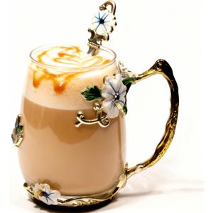 Best Gifts For Women Mom Blue Glass Coffee Tea Mug Unique Birthday Christmas Gift For Women Who Have Everything, Gift For Her Tea Cup with Spoon Sets (Blue-Tal)