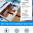 OCEANBROAD EVA Foam Boat Flooring with 3M Adhesive Backing Marine Self-Adhesive Decking 96''x45.6''/36''/28.8''/16.8'', 48''x16.8'' Faux Teak Sheet for Jon Boats Swim Platform Helm Pad RV Floor