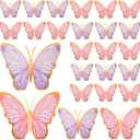 Outus 48 Pcs 3D Large Butterfly Party Decoration Paper Stickers in 3 Different Size Butterfly Wall Mural Set for Birthday Baby Shower Nursery Bedroom Wedding(Pink, Purple)