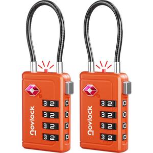 Luggage Locks TSA Approved with Inspection Indicator and Resettable 4-Digit, Easy-to-Read Combination, TSA Locks for Luggage, Suitcases, Backpacks & Travel Bags, Orange, 3-Pack