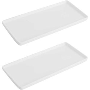 Bathroom Tray countertop 10" Set of 2, Ceramic Vanity Tray,Organizer Tray,Kitchen soap Tray (White)
