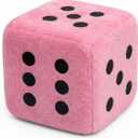 Large Pink Plush Dice for Bunco or Casino Party Decorations - 3.15" Square Pink Plush Dice with Black Dots. Bunco Party Supplies