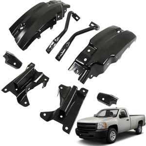 munirater 8Pcs Front Bumper Brace Bracket Steel Black Replacement for 2007-2013 Silverado 1500 GM1066180 GM1067180 GM1066179 GM1067179 GM1042107 GM1043107 GM1004148 GM1005148