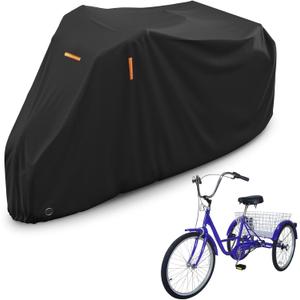 AKEfit Adult Tricycle Cover Electric Tricycle Covers, Bike Covers Outdoor Storage Waterproof, Dustproof Bicycle Cover, Windproof Recumbent Trike Cover Black