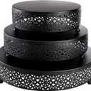Hedume Set of 3 Black Cake Stand, Round Metal Cake Stands, Dessert Display Cupcake Stands, Wedding Brithday Party Celebration Dessert Display Plates-Black