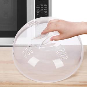 Microwave Splatter Cover for Food Large Microwave Plate Food Cover With Easy Grip Handle Anti-Splatter Lid With Enlarge Perforated Steam Vents,11.5 Inch,BPA Free & Dishwasher Safe (clear)
