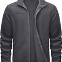TACVASEN Men's Polar Fleece Jackets Lightweight Soft Winter Thermal Coats Outdoor Windproof Zip Up Jacket with Pockets (L)