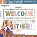 Boho Welcome Classroom Decorations Colorful Rainbow Awesome Things Start Here Bulletin Board Decor Pastel Welcome Banner Poster for Pre Elementary Middle School Wall Signs Supplies Teachers Kids, 39 x 11.8 inches