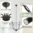 DORESshop Black Dining Room Light Fixture, 6-Light Farmhouse Black Chandelier for Bedroom, Adjustable Height Modern Metal Candle Chandelier for Kitchen Island, Living Room, Foyer, Entryway, 28.5in