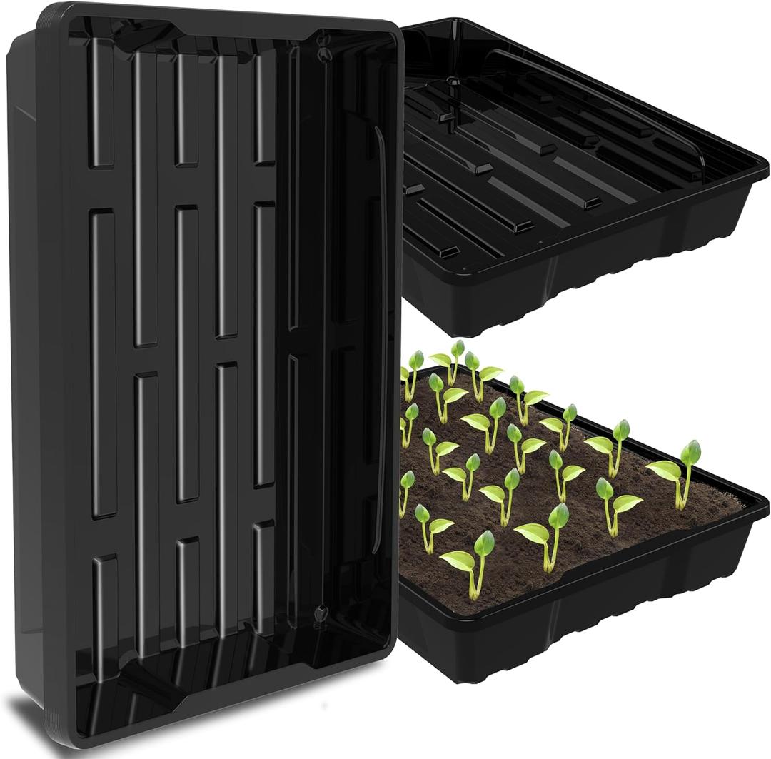 Gardzen 10 Pack Seed Trays, Reusable Plant Grow Trays, Ideal for Seed Starting, Microgreens, Indoor Gardening, and Greenhouse Plant Nurseries - No Drain Holes, 15.7" x 11.6"