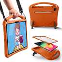 Bam Bino Space Suit Kids Case for iPad Pro 12.9" 3rd/4th/5th/6th Generation (2018-2022) Models [Not for iPad Pro 12.9 1st/2nd Gen] Screen Guard, Handle, Shoulder Strap, Pencil Holder (Solar Tangerine)