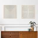 Homenthus 2 Pcs Abstract Wood Wall Art, Mid Century Modern Geometric Wood Wall Decor Minimalist Wooden Wall Art Decor Panels for Boho Living Room Bedroom Kitchen Dining Room Office Home Wall Decor (Medium)