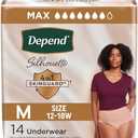 Depend Silhouette Adult Incontinence & Postpartum Bladder Leak Underwear for Women, Maximum Absorbency, Medium, Pink, 14 Count, Packaging May Vary