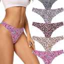 voenxe Seamless Women Underwear Thongs,No Show Ladies Thong,No Line Workout Breathable Comfortable Panties,Soft Undies,5-Pack (Large)