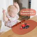 Silicone Placemat with Food Catching Pockets for Baby & Kid, Food Grade Silicone Non-Slip Toddler Food Place Mats with Raised Edges for Dining Table (Blush)