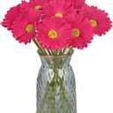 IPOPU Daisies Flowers Artificial,20PCS Gerbera Daisy Artificial Flowers Fake Daisies for Wedding Party Office Home Decorations(Rose Red)