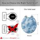 Angol Shiold Round Toilet Seat Molded Wood Toilet Seat with Quietly Close and Quick Release Hinges, Easy to Install also Easy to Clean (Round, Blue Marble)