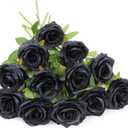 LVEFIT Artificial Rose Flower Black Flowers Black Roses Silk Flowers 12 pcs with Long Stem Silk Roses Bouquet for Wedding Bridal Shower Party Home Decoration