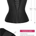 YIANNA Waist Trainer for Women Latex Underbust Tummy Control Waist Cincher Corset Hourglass Body Shaper Zipper and Hooks (Black, M)