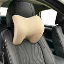 SPRFUFLY Make Restful Car Headrest Pillow, Car Pillow for Driving with Adjustable Strap, Breathable Removable Cover & Ergonomic Design - Softness Travel Car Neck Support Pillow (Beige, 1PC)
