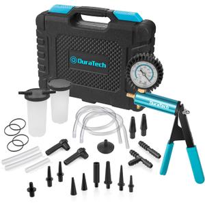 DURATECH 2 in 1 Brake Bleeder Kit, Brake Fluid Bleeder Kit with Metal Handheld Vacuum Pump, Ideal for Automotive, Organized in Portable Case
