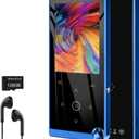 136GB MP3 Player with Bluetooth 5.2, Mini Blue Music Player with 2.4" Large Screen Built-in Speaker, FM Radio, Voice Recorder, HiFi Sound, E-Book Function, Earphones Included