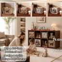 Solid Wood Walnut 8 Cube Storage Organizer Shelf with 4 Bins,Low Bookcase, 47.3″ x11.8″ x29.6″(H）