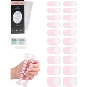 2 x French-Inspired 20pcs Semi Cured Gel Nail Strips - Salon-Grade DIY Wraps with Glaze Texture, Easy Application, UV Light Required for Classic Nails