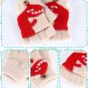 SATINIOR 2 Pairs Winter Kids Fingerless Gloves Dinosaur toddler Finger Mittens Knit Convertible Half Finger Mitten Flap Aged 3-10