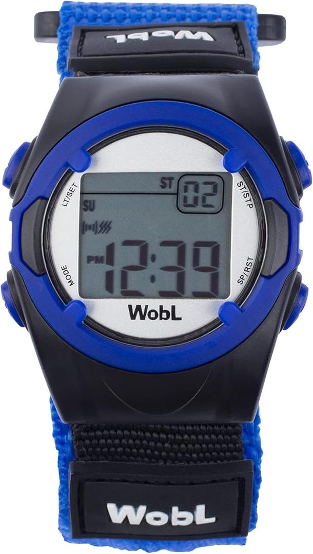 WobL Vibrating 8Alarm & Repeating Countdown Timer Watch for Kids & Adults, Medication/Sports/Meetings/Potty Reminders, Blue