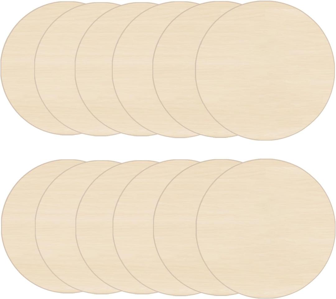 Wood Rounds for Crafts 6 Inch - 12 Pack Wood Round, Unfinished Wood Circles for Crafts, Round Wooden Discs, Circle Wood Sign Blank