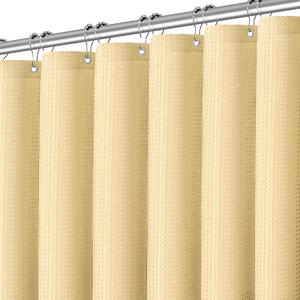 Extra Long Shower Curtains 96 inch Beige Waffle Shower Curtain for Bathroom, Heavy Duty 256GSM Modern Shower Curtain, Machine Washable,Water Resistant with 12 Metal Hooks, 72Wx96H
